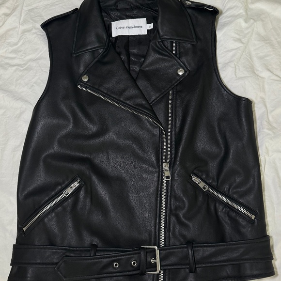 Calvin Klein Jeans Jackets & Blazers - Calvin Klein Jeans Women’s Faux Leather Vest Black Size L MSRP $128 New NWOT